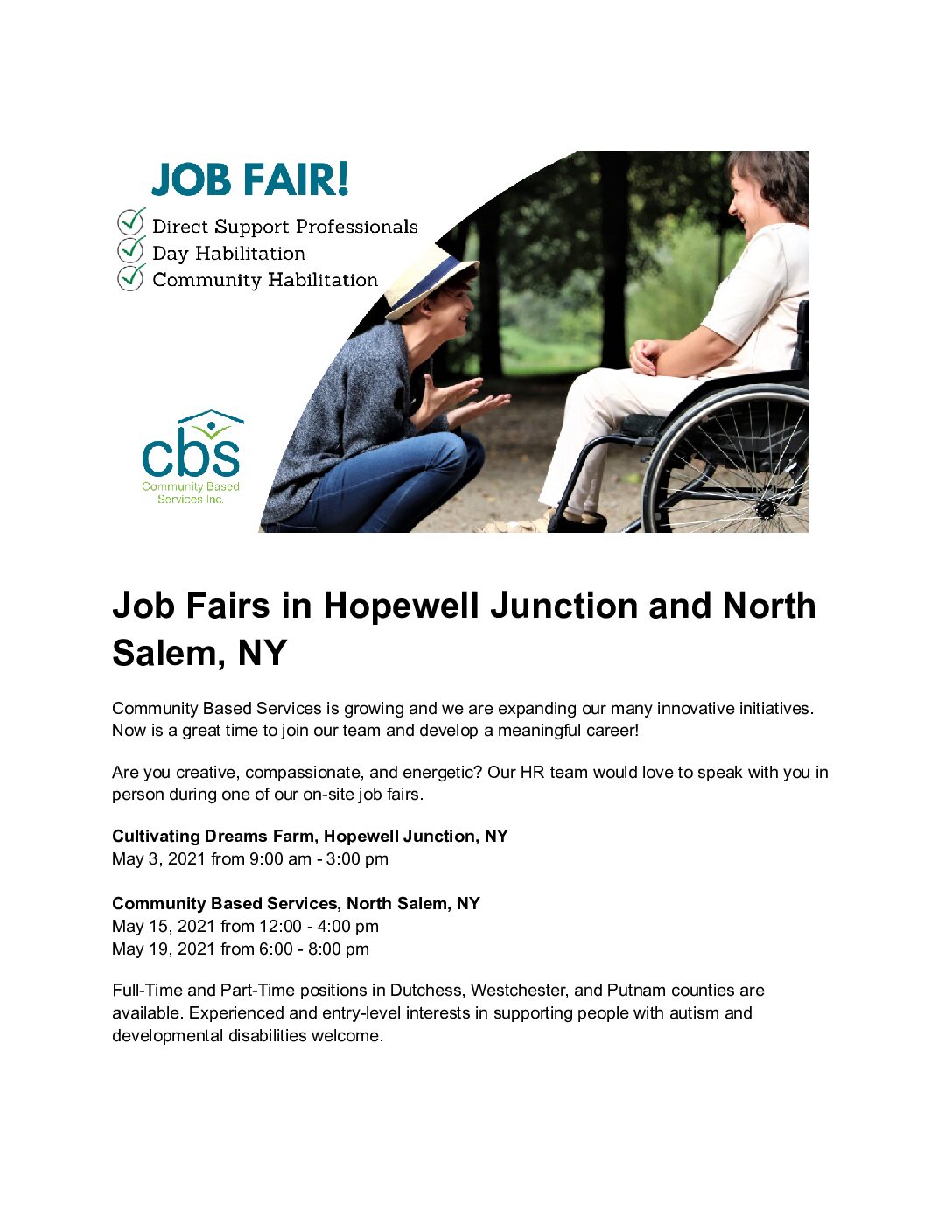 Job Fair at Community Based Services